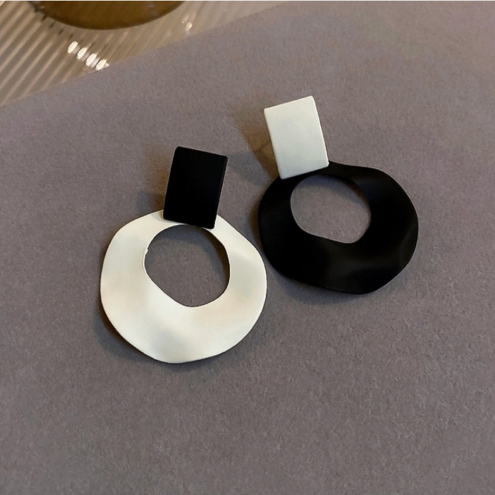 COPY - Black and White Hoop Earrings